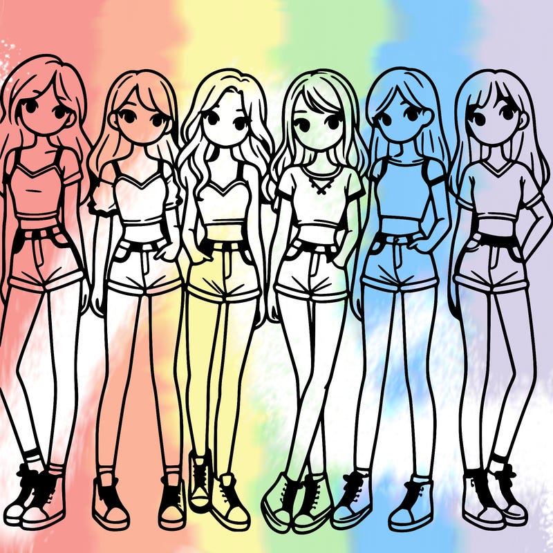 a group of girls wearing crop tops and shorts