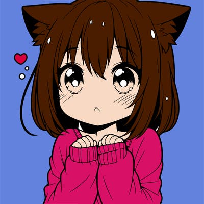shy anime catgirl