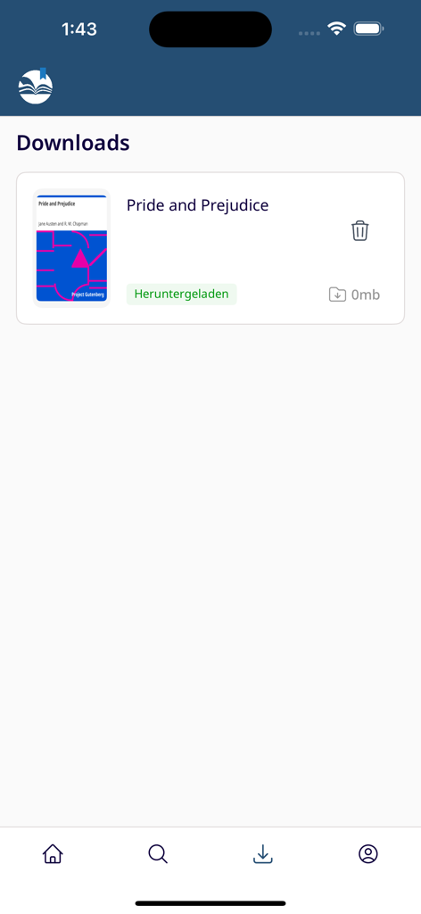 Christianbook Library - The downloads section of the Christianbook Library app showing a saved ebook.