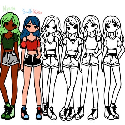 a group of girls wearing crop tops and shorts