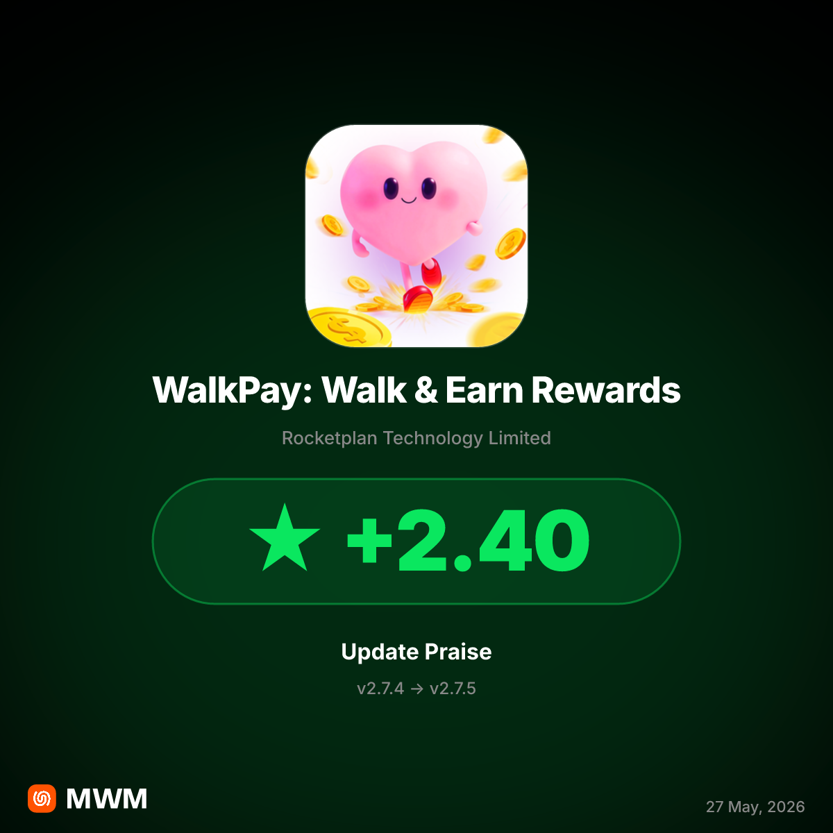WalkPay v2.7.5 Fixes Cash-Out Bug, Driving 4.59-Star Rebound