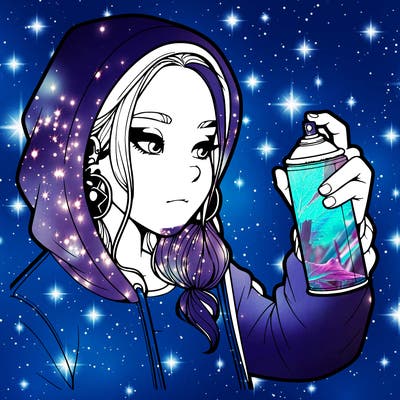 a realistic girl, spray painting