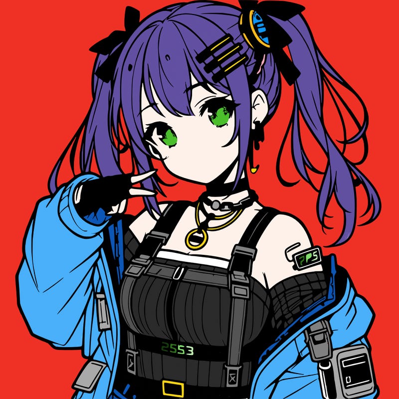 anime teen girl in cyberpunk outfit