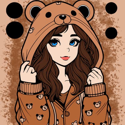 realistic girl in a animal pjs hoodie