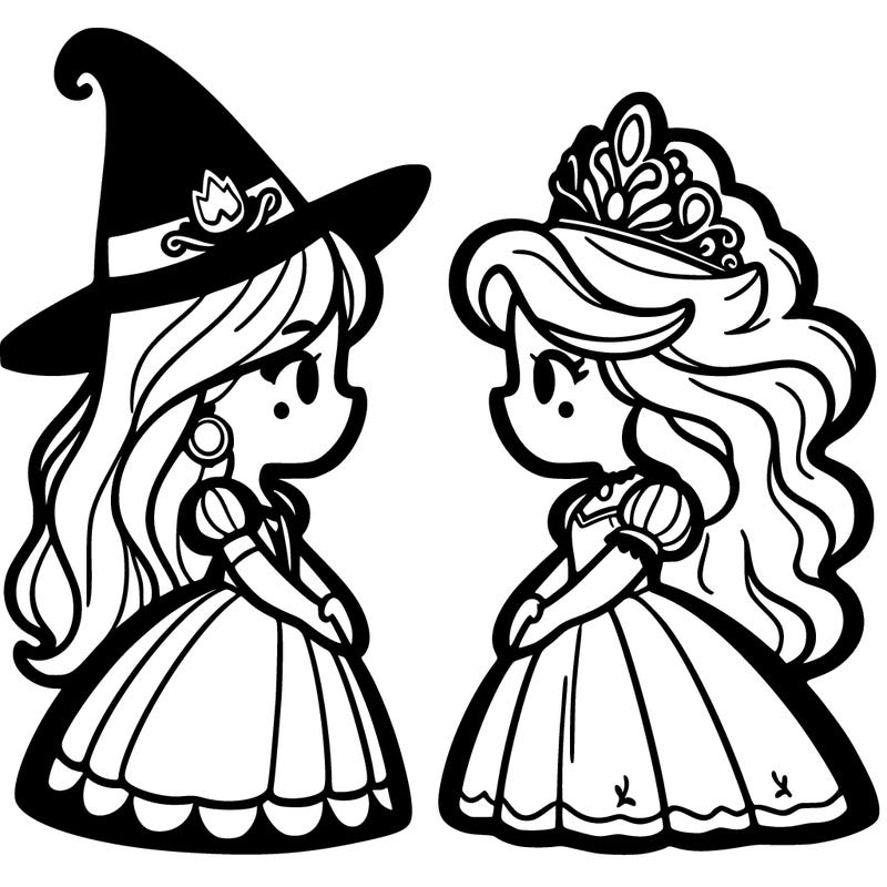 princess and witch facing each other