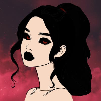 realistic girl with a ponytail on her hair and lips