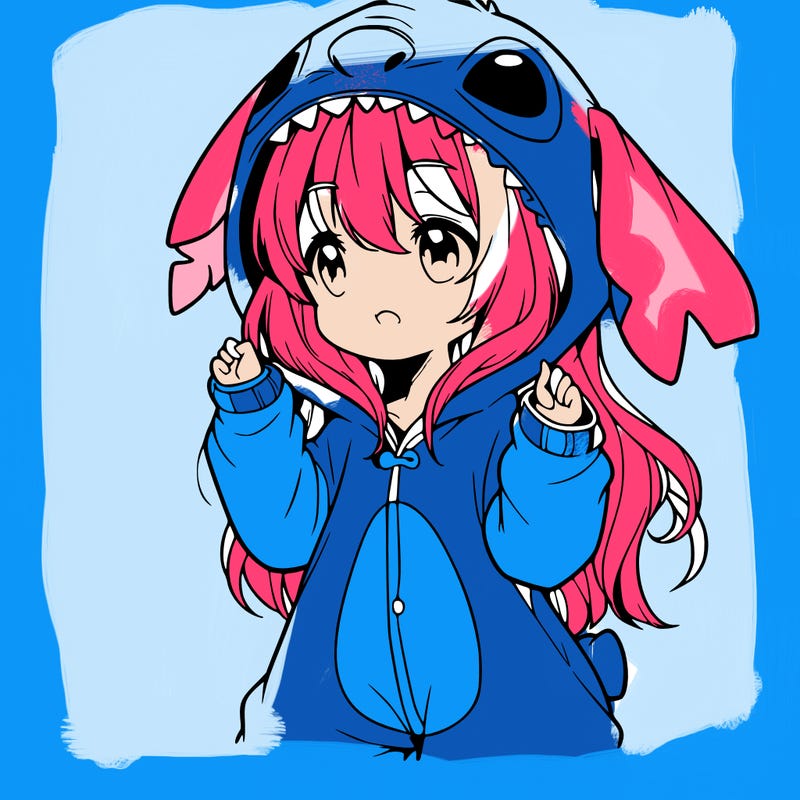 anime girl in a stitch onsie