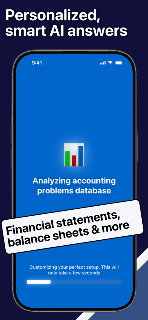 Accounting AI Homework Solver - Accounting AI app screen showing the analysis of accounting problems like financial statements and balance sheets