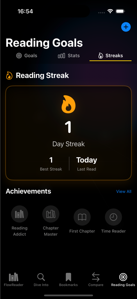 MangaBuddy : Manga Reader - MangaBuddy app reading goals screen showing current streak and achievements