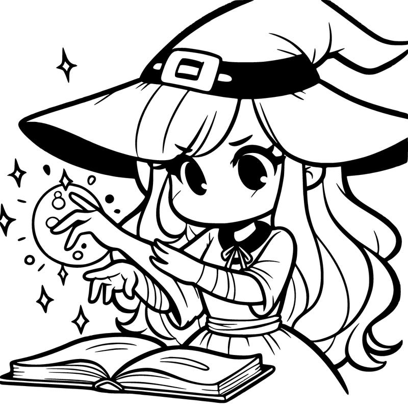 a witch girl making a spell
