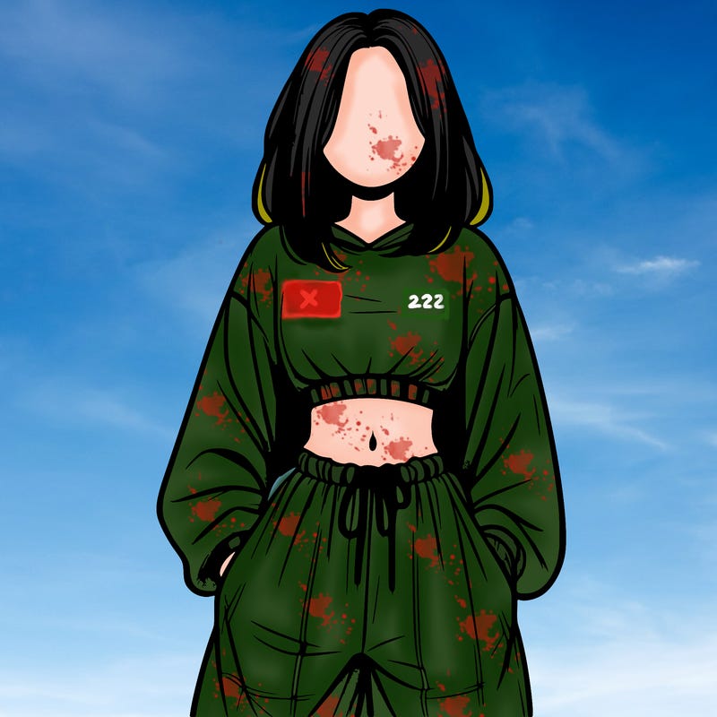 realistic girl faceless with baggy pants and a crop top