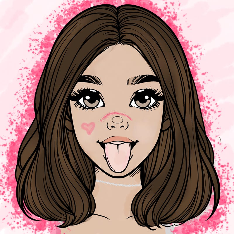 realistic girl with her tongue out