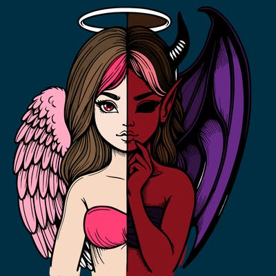 realistic angel half demon