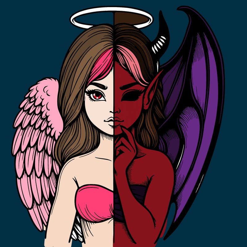 realistic angel half demon