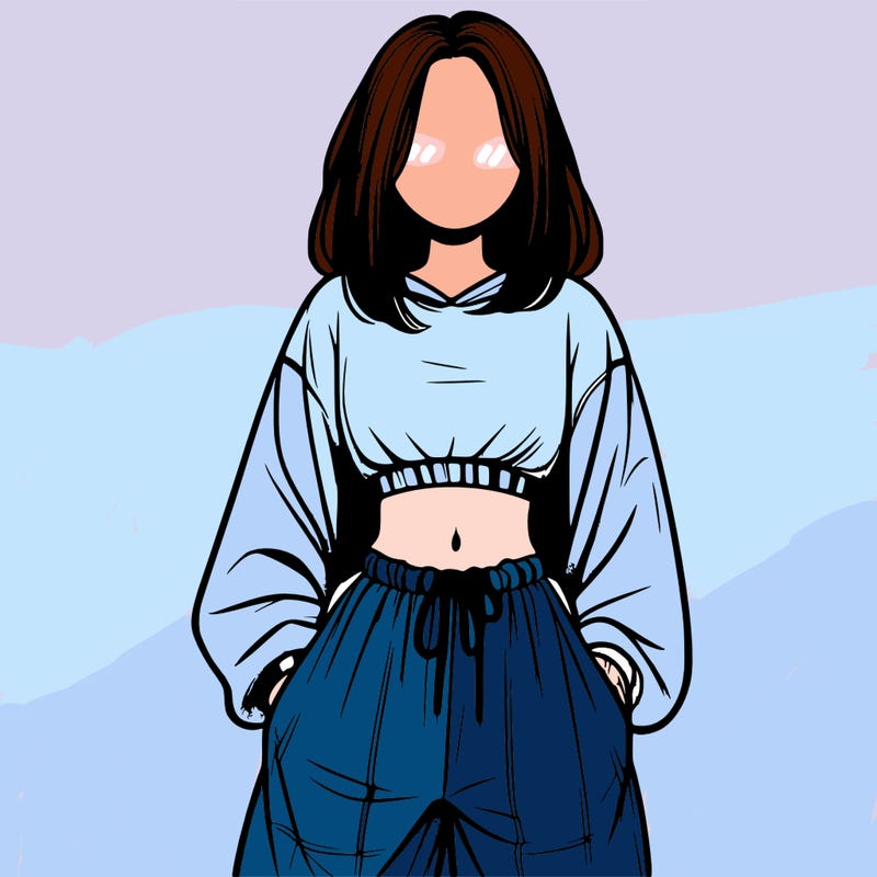 realistic girl faceless with baggy pants and a crop top