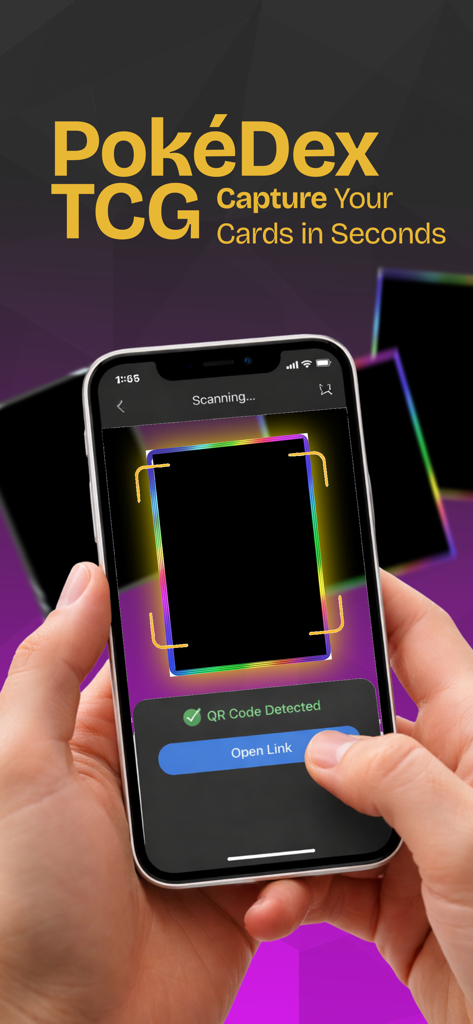 TCG Scanner & TCG Collector - Mobile app interface scanning a trading card on a smartphone