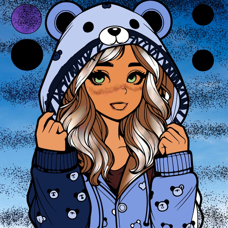 realistic girl in a animal pjs hoodie