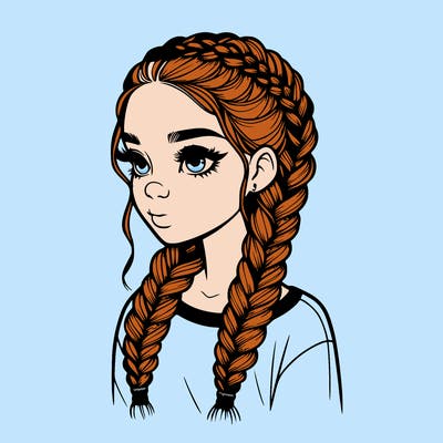 realistic girl with braids