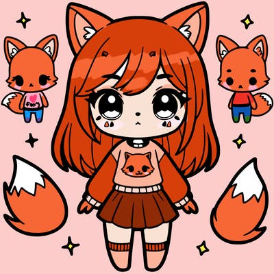 cute girl who's wearing a fox shirt and short skirt