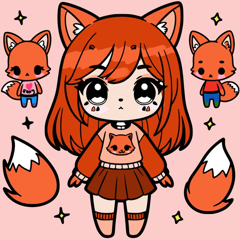 cute girl who's wearing a fox shirt and short skirt