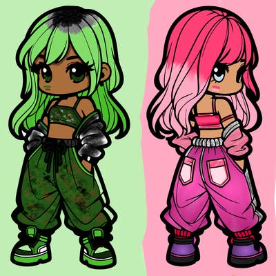 girl in crop top and baggy pants