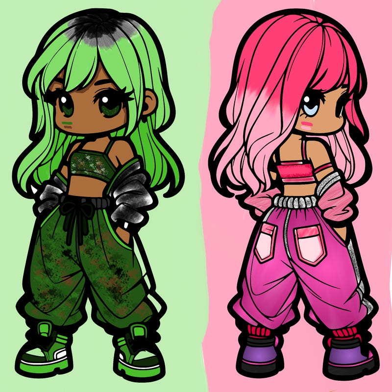 girl in crop top and baggy pants