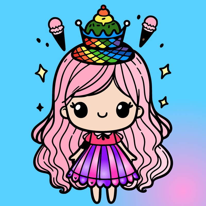 girl ice cream crown