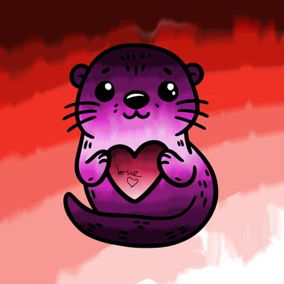 otter with a heart