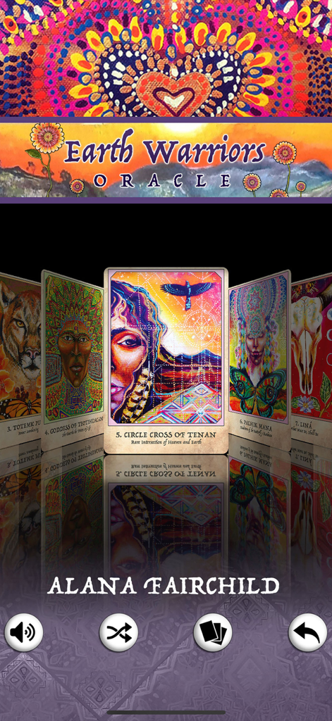 Earth Warriors Oracle Cards - A collection of vibrant spiritual oracle cards from the Earth Warriors app