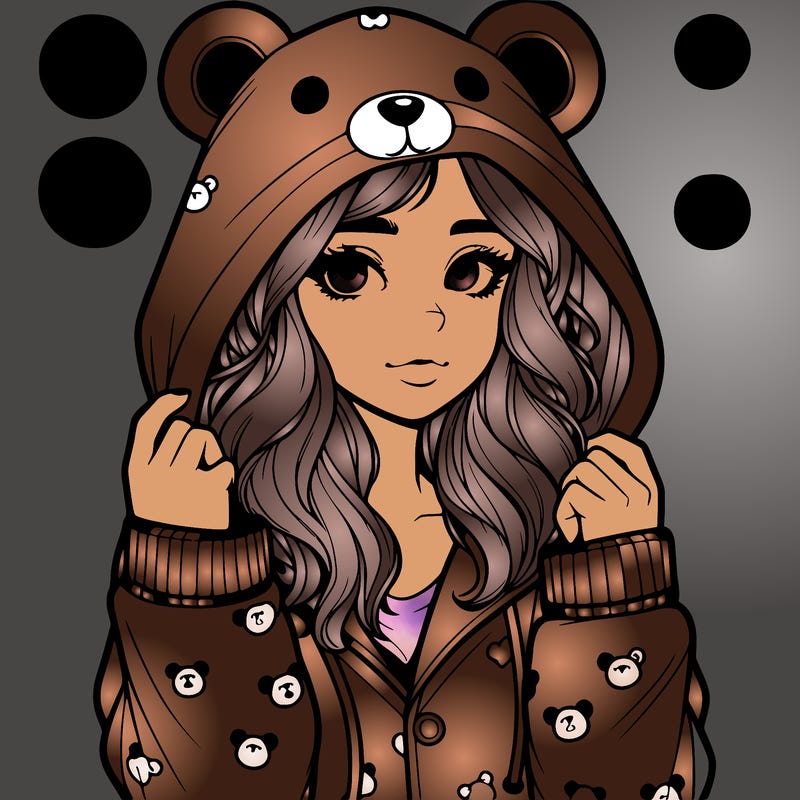 realistic girl in a animal pjs hoodie