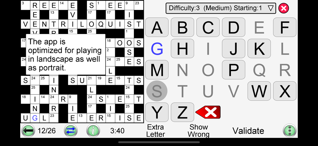Codeword Unlimited + - Codeword Unlimited plus word puzzle game interface in landscape mode showing the grid and keyboard