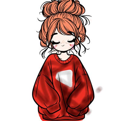 girl with baggy sweatshirt and messy bun