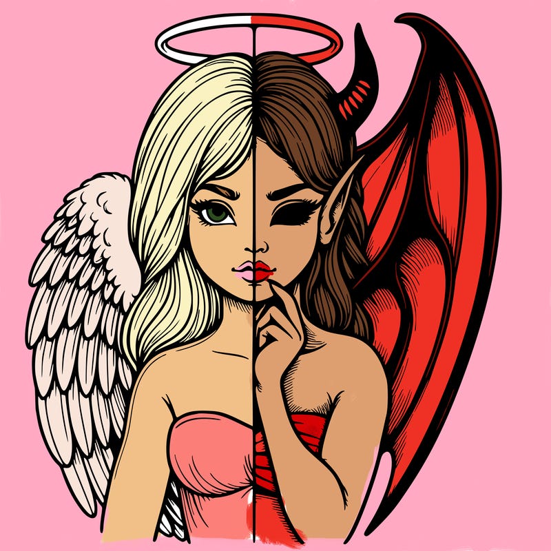 realistic angel half demon