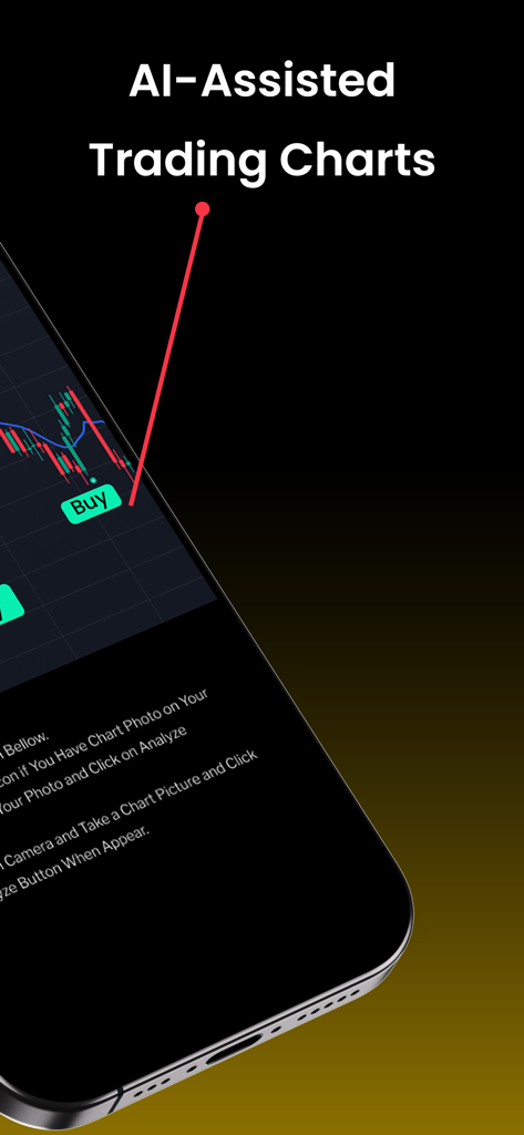Crypto Chart AI Trading Signal - 緑色の買いシグナルが表示されたAI支援取引チャートを示すスマートフォンの画面