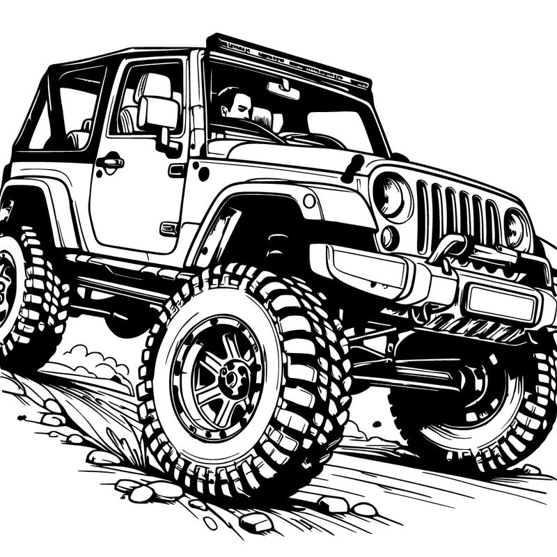jeep going off-roading realistic
