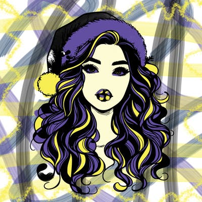 realistic christmas girl with wavy hair and lips