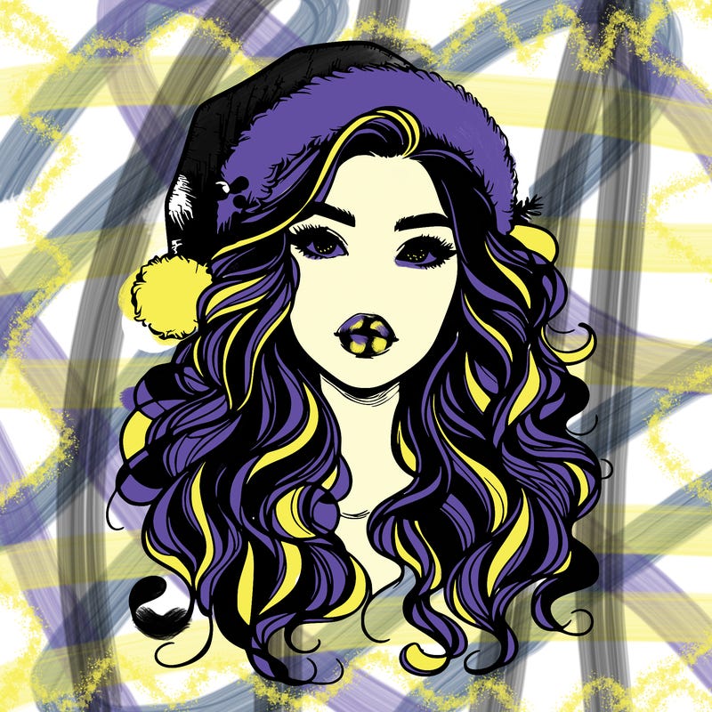 realistic christmas girl with wavy hair and lips