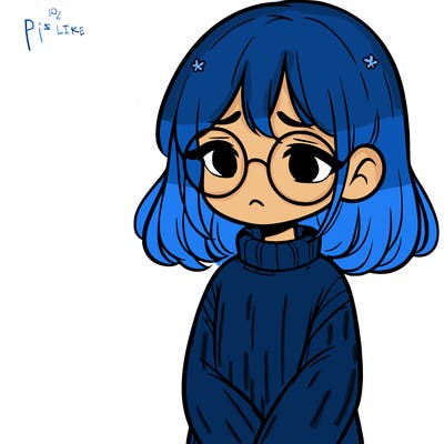 sad girl with glasses in a sweater