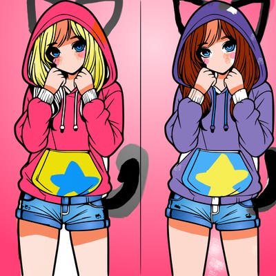 realistic girl in shorts and hoodie