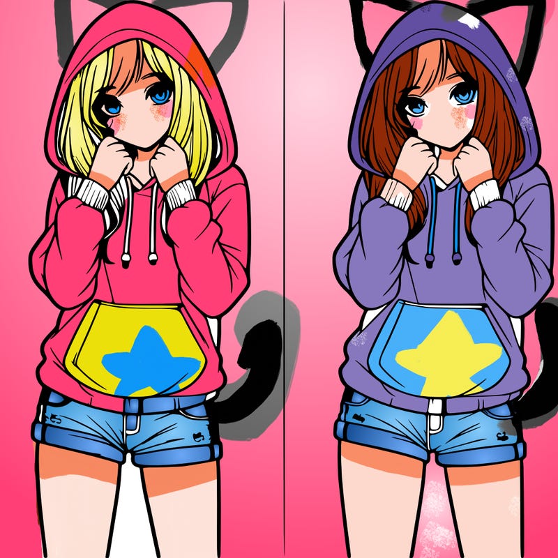 realistic girl in shorts and hoodie