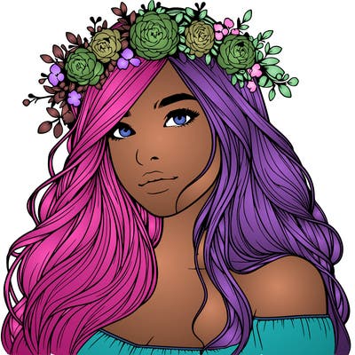 realistic girl with flower crown