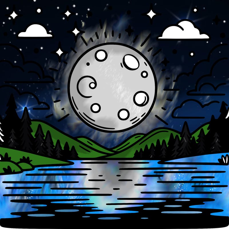 moonlight shining on a lake