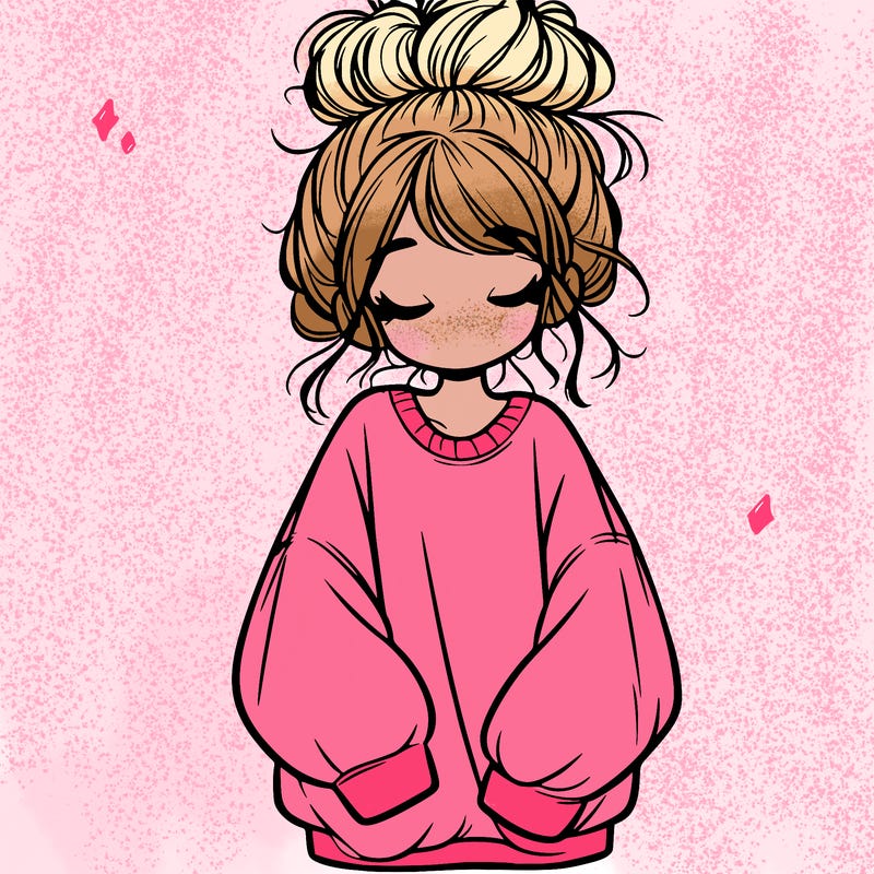 girl with baggy sweatshirt and messy bun