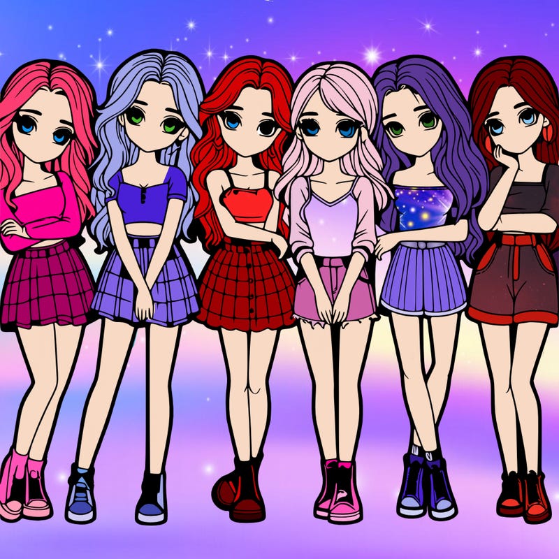 a group of girls realistic