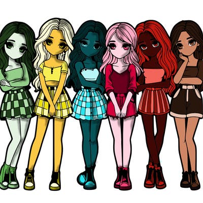 a group of girls realistic