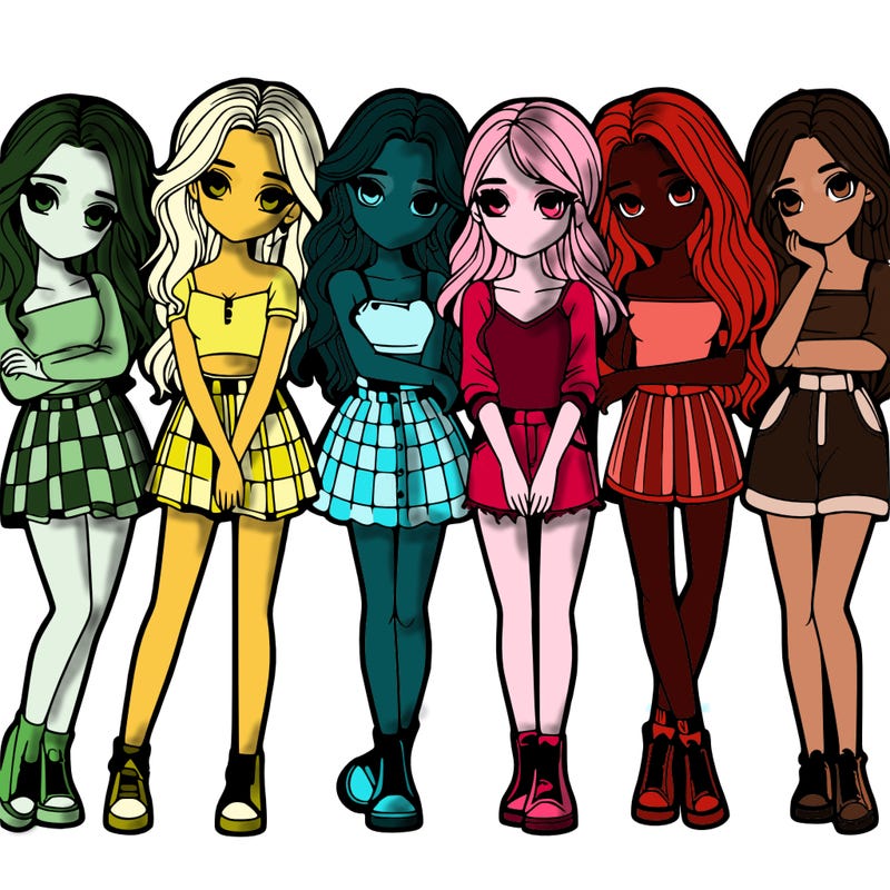 a group of girls realistic