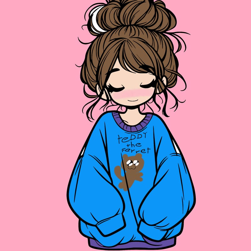 girl with baggy sweatshirt and messy bun