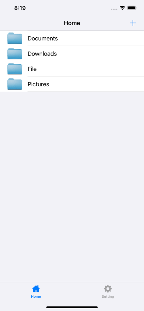 iFile 2 - iFile 2 app home screen interface displaying folders for documents downloads files and pictures