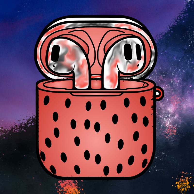 airpods in strawberry case