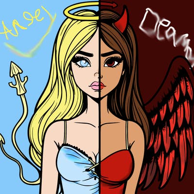 devil vs angel realistic girl